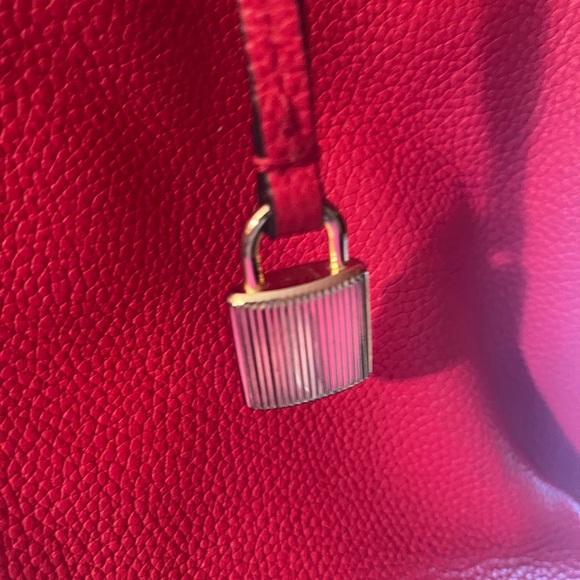 Michael Kors Mercer Chain Bright Red Tote Leather - Picture 3 of 16